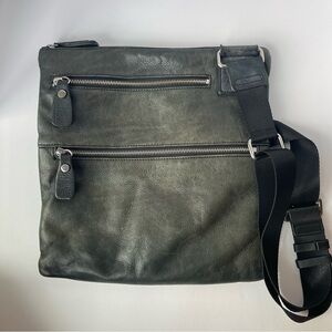 Margot Dark Green Soft Leather Crossbody Double Zipper Purse